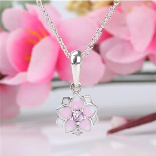 S925 Silver Magnolia Flower Pendant Shili Peach Blossom Pendant Fashionable And Versatile