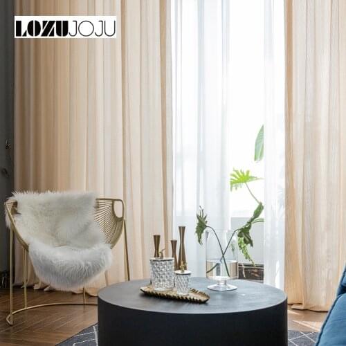 Modern Nordic Sheer Tulle Window Curtains Solid White Gray Beige Screening Voile Drapes Living Room Home Decor Furniture Cover