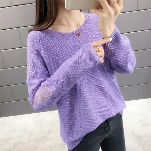 Fall 5607 (1) the new round neck sweaters raglan 49 sets lace sleeve cultivate morality dress