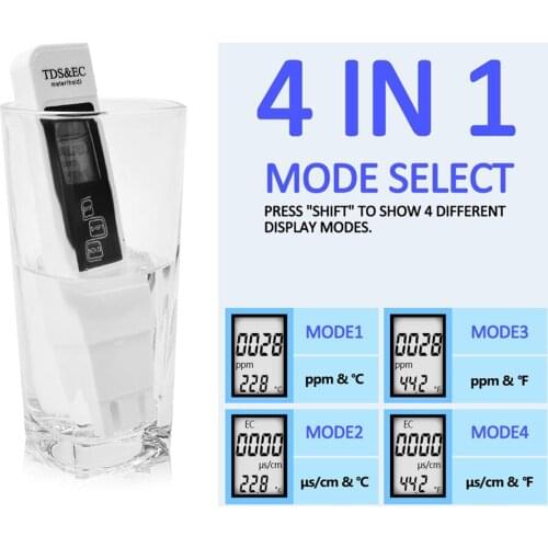 Readout Accuracy 3 In 1 TDS EC Temperature Meter Filter Water Quality Multifunction Testing Pen LCD Monitor Measurement Tool