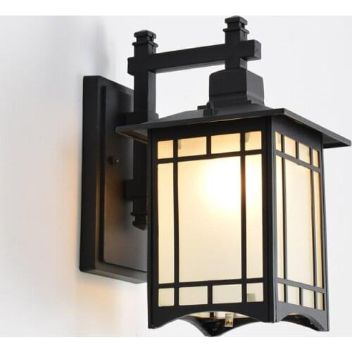 Outdoor wall lamp waterproof garden lamp new Chinese exterior square door entrance retro aisle outdoor waterproof outdoor wall
