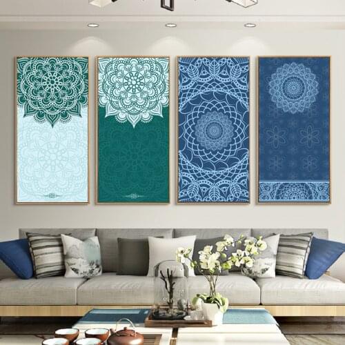 Vintage Mandala Exquisite Pattern Floral Ethnic Bohemian Long Canvas Painting Poster Print Printing Bedroom Living Room Home Dec