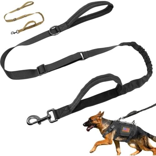 Military Tactical Dog Leash Nylon Bungee Dogs Leashes Outdoor Training Elastic Pet Lead Rope For Medium Large Dogs Pets Supplies