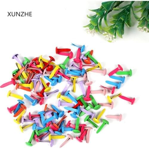 XUNZHE 100 pcs 1.7*0.8cm mini brads assorted colors round brad pastel brads for scrapbooking handicraft stamping and DIY shops