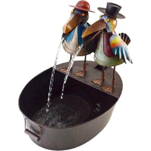 Yard Art Decor Outdoor Crow Water Fountain Outdoor Garden Ornament
