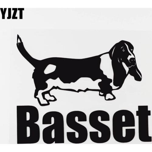 YJZT 17.1CM×14CM Animal Basset Fashion Vinyl Decor Decal Car Sticker Black/Silver 8C-0378