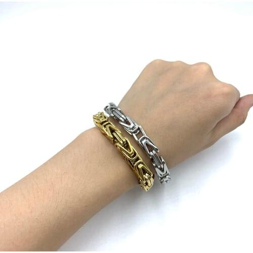 Titanium Jewelry New Style Stainless Steel Chain Bracelet 8MM Byzantine Bracelet Gifts For Men&Women