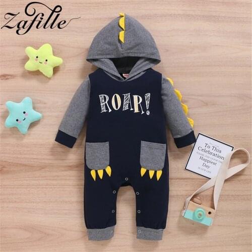 ZAFILLE Baby Boys Clothes 2021 Bear Claw Hooded Jumpsuit For Kids Cartoon Baby Boy Overalls Winter Newborns Infant Clothing