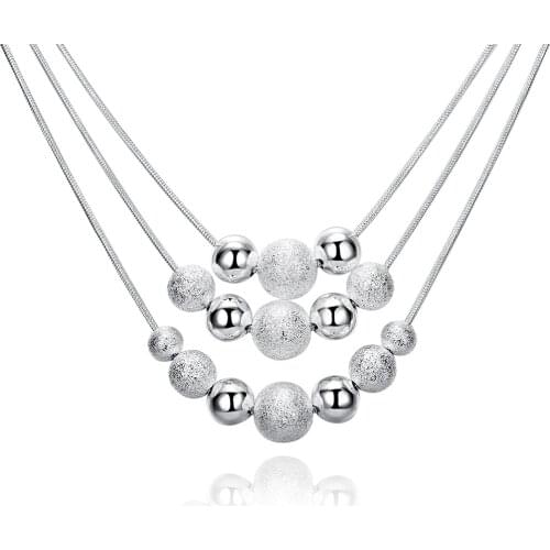 ZEMIOR Ball White Pendant Necklaces For Women Men Three Line Multiple Beads Unisex Necklace Party New Arrival Fashion Jewelry