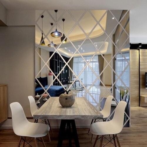 17/32/58pcs Diamonds Mirror Stickers Acrylic Triangles Self-adhesive 3D DIY Wall Mirror Stickers for Living Room Home Art Decor