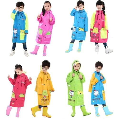 Yellow Raincoat Kids Girls Rain Coat Cartoon Raincoat with Bag Outdoor Raincoat