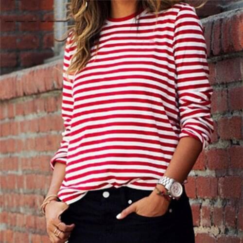 2018 Autumn Korean Full Sleeve Shirts Women New Hot Sale Slim Shirt Tops Womens Fashion Harajuku Striped Female Slim Femme Wear