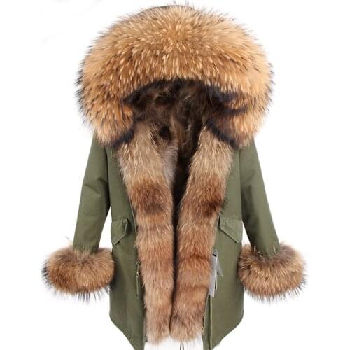 2021 Long Parka Real Fur Coat Winter Jacket Women Natural Real Fox Fur Coats Outerwear Streetwear Casual Oversize New