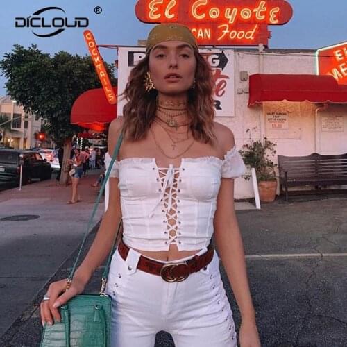 Kylie Jenner Sweet White Lace Up Bandage Crop Top T Shirt Women Summer 2021 Hot Fashion Tops Tees Sexy Square Collar Tshirts Top