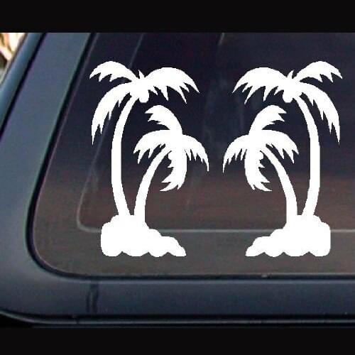 1set Palm Tree stickers Die Cut Car window laptop motorcycle White Decal Sticker Hawaii stytle 6