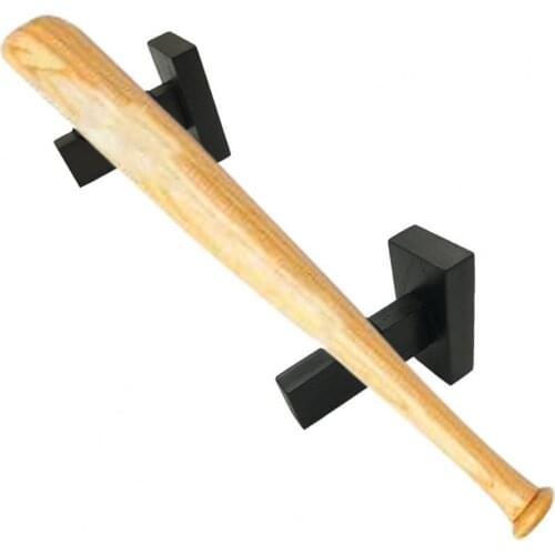 1 Set Bat Holder Wall Mount Space Saving Ergonomic Design Stable Baseball Stick Wooden Rack Holder Shelf for Collectible