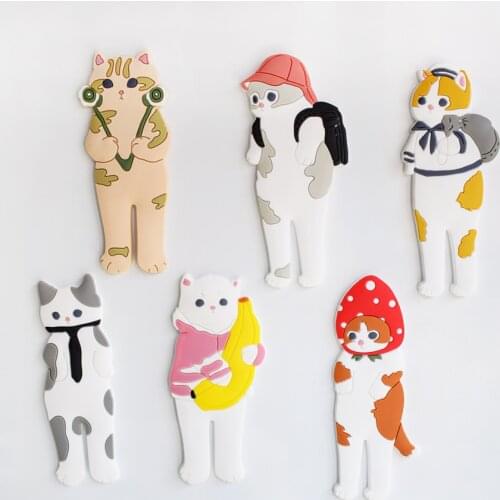 1pc Multifunctional Cute Cat Magnetic Hooks Removable Decorative Fridge Sticker Refrigerator Message Magnet Key Holder