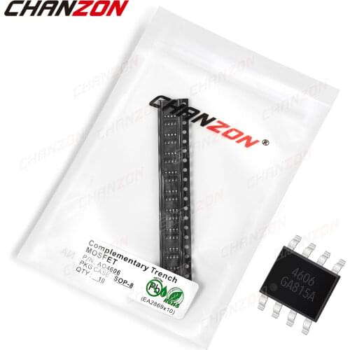 10Pcs AO4606 SOP-8 Complementary Trench MOSFET Transistor Bipolar Junction BJT Tube Fets SMD Triacs Integrated Circuits