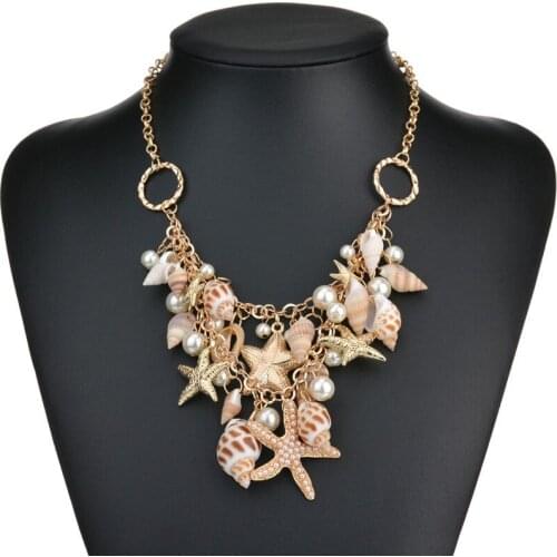 2019 Popular Beach Sparkling Starfish Shell Necklace For Women Jewelry Dropshiping