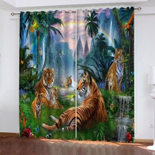 3D Curtain Photo Customize Size Beautiful Landscape Painting Rainbow Animals Window Curtains For Bedroom Living Room