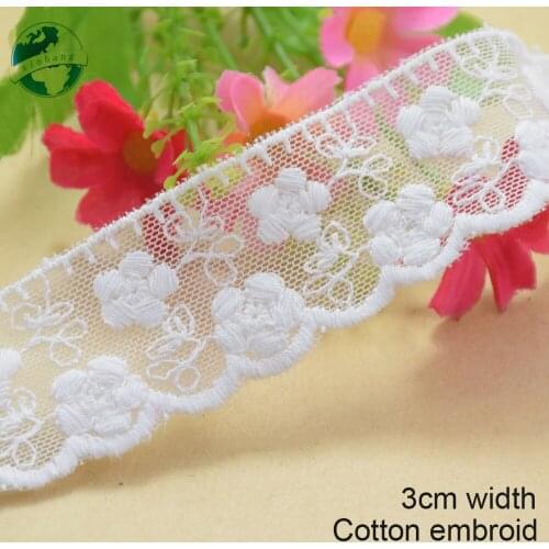 5yards 3cm Cotton embroid lace sewing ribbon guipure lace african lace fabric trim warp knitting DIY Garment Accessories#2662