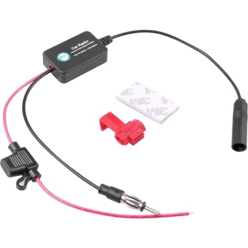 Kebidumei 88-108MHz 12V Car Radio FM Antenna 25dB Signal Amplifier Booster FM Amplifier For Marine Car Vehicle Boat 330mm