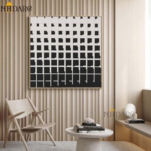 Black White Modern Abstract Decorative Painting Canvas Print Poster Pictures Art Wall Home Decor for Living Room Square