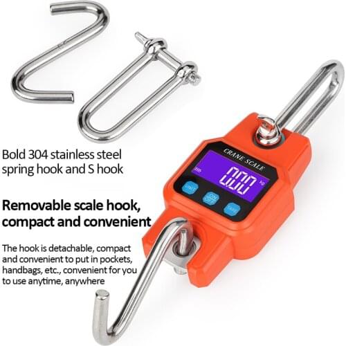 Crane Scale Weight 300kg 50g USB Rechargeable Digital Scale Heavy Duty Hanging Hook Scale Stainless Steel Scale Electronic Scale