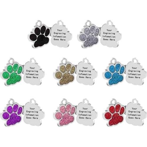 Custom Dog Tag Engraved Pet Dog Collar Accessories Personalized Cat Puppy ID Tag Stainless Steel Paw Name Tags Pendant Anti-lost
