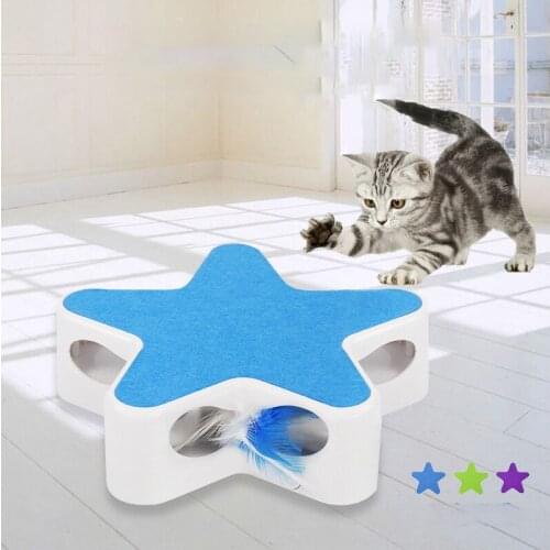 Pet Cat Interactive Pentagram Funny Cat Box Tower Tracks Disc Cat Intelligence Toy Amusement Disc Cat Toys Ball Training Plate