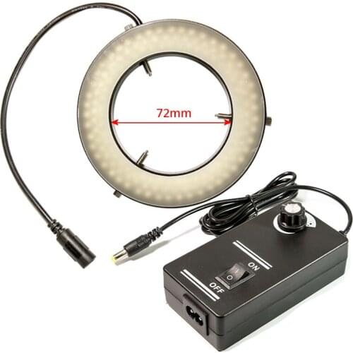 72 PCS LED Microscope White Ring Light Ring Lamp with Cover Adapter 90V-240V for Microscope Illumination