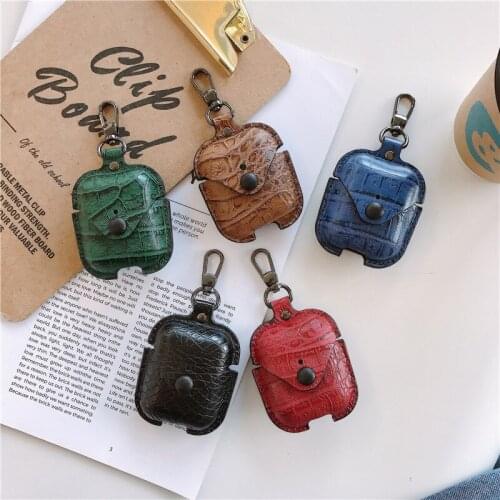 Snakeskin-Pattern Leather Protective Case for AirPods Silicone Bluetooth Earphone Case For Apple AirPods Charger Box Cover