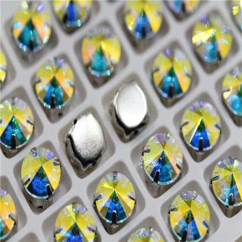 K9 crystals glitter crafts rivoli with claw Rhinestones for needlework AB color jewels diy home decoration stones
