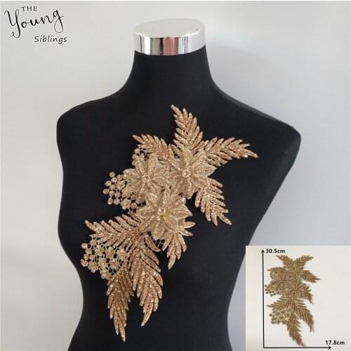 New arrive Lace collar Hollow out Embroidery 3D Flower Lace Neckline Rhinestone Trim Sequin Applique DIY Dress Accessory YL1518