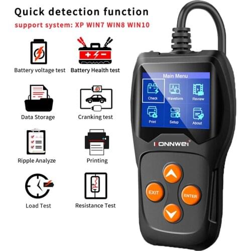 KW600 Car Battery Tester 12V 100 to 2000CCA 12 Volts Battery Tools for the Car Quick Cranking Charging Diagnostic Premium Tool