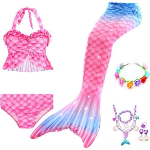 Summer Girls Mermaid Tail Swimsuit Children the Little Mermaid Costume Cosplay Beach Clothes Bathing Suit dress