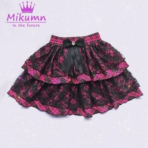 Japanese Harajuku Style Girl Sweet Lace Bow Cake Skirt Punk Plaid Short Mini Skirt