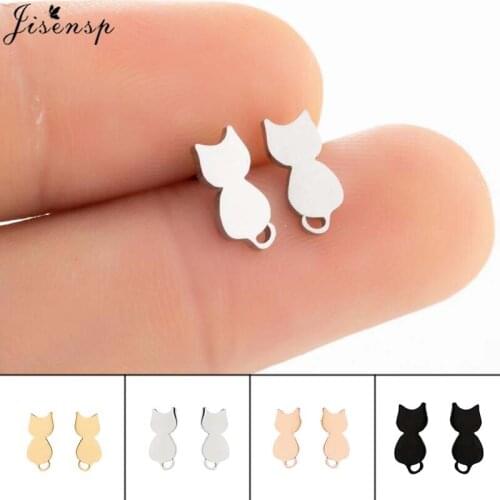 Jisensp Minimalist Stainless Steel Animal Stud Earrings for Women Girls Bohemian Fashion 2021 Jewelry Lovely Cat Studs Gift