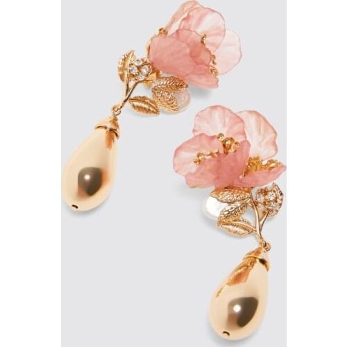 Trendy ZA flower Drop Earrings Women Wedding Bohemian Girls Summer Party Gifts Dangle Statement Earrings Accessories