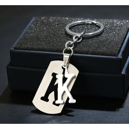 NEW Stainless Steel A-Z Letters key Chain Charm 26 Letters DIY KeyChain Men Women keychain Couple gift Jewelry Car Key Ring