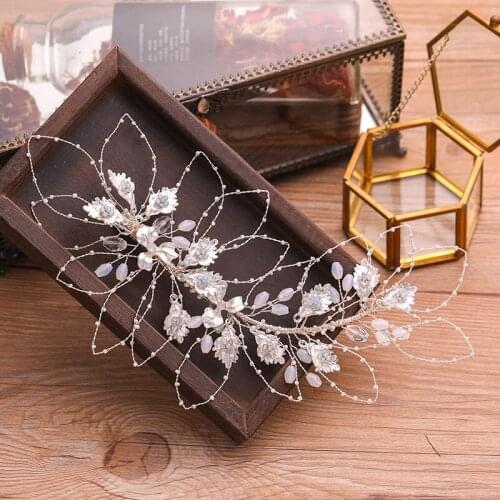 3 Colors Women Hairbands Wedding Hair Ornament Crystal Leaf Headbands For Bride New Shiny Rhinestone Head Decoration