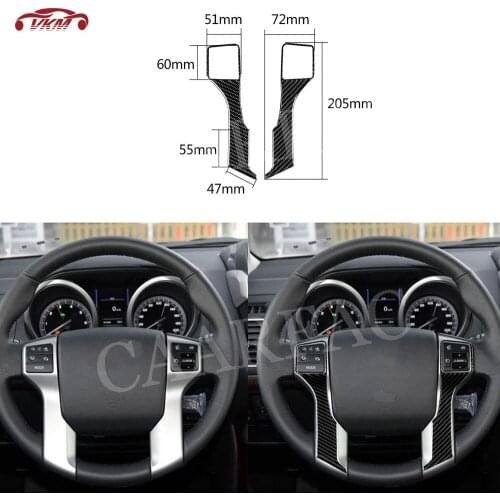 Carbon Fiber Car Steering Wheel Trim Frame Decal Cover Stickers For Toyota Land Cruiser Prado 2010-2018 Interior Accessories
