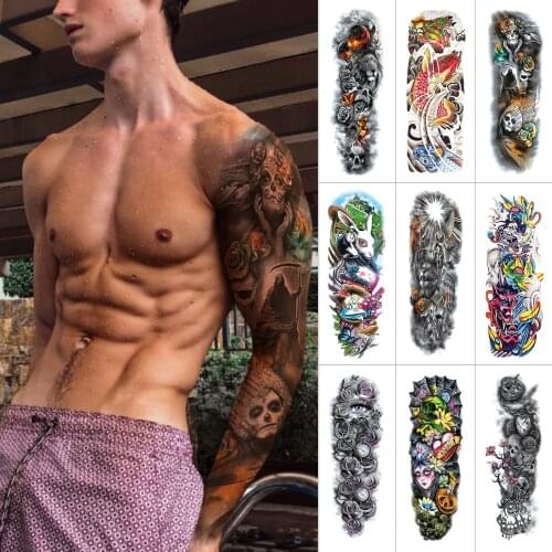 Fake light temporary tattoo stickers for Full arm goldfish Red rose flower Plus size tattoo Large Waterproof arm tattoo men