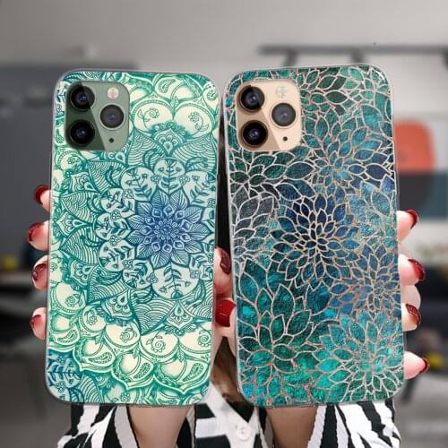 Mandala Floral Clear Phone Case For iPhone 12 11 Pro XS Max 6S 8 7 Plus X XR 5S SE 2020 12Mini Flowers Soft TPU Silicone Cover