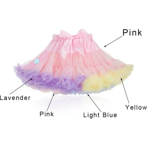 Pink fluffy chiffon pettiskirt girls tutu skirt princess Skirt dance costume party clothing Women Jupes Lolita petticoat