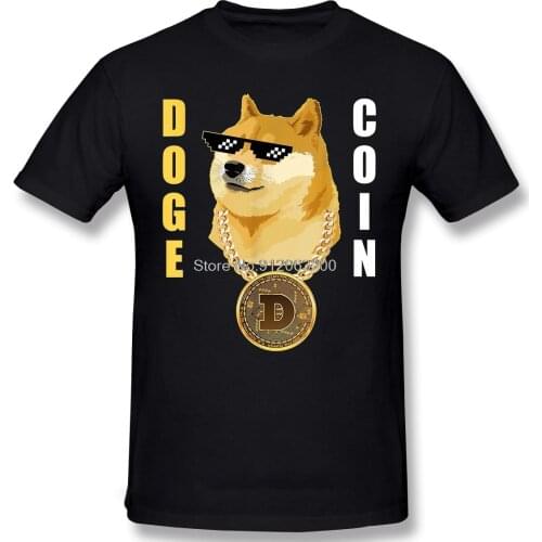 Doge Gansta Crypto Altcoin Shirt Men Short Summer Sleeve TShirt Doge Dogecoin Bitcoin Digital Currency Casual Loose T-Shirt
