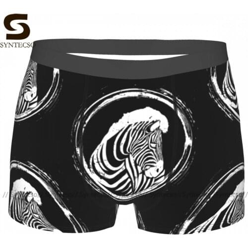 Zebra Underwear Print Polyester Sublimation Trunk Trenky Men Breathable Boxer Brief