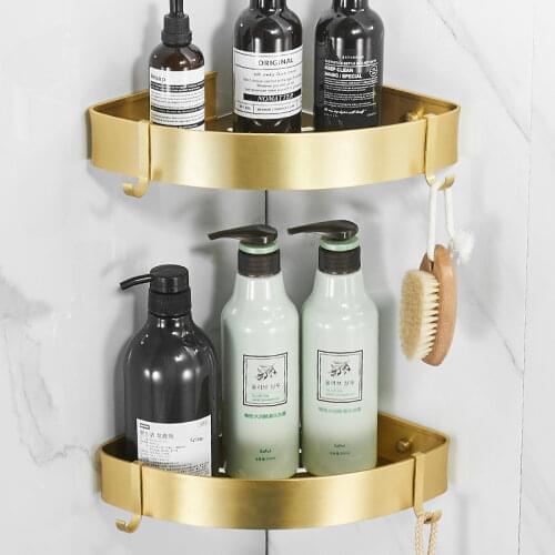 Bathroom Shelf Shower Shampoo Soap Cosmetic Shelves Brass Shower Rack Square Black/Gold Bathroom Storage Organizer Rack Holder