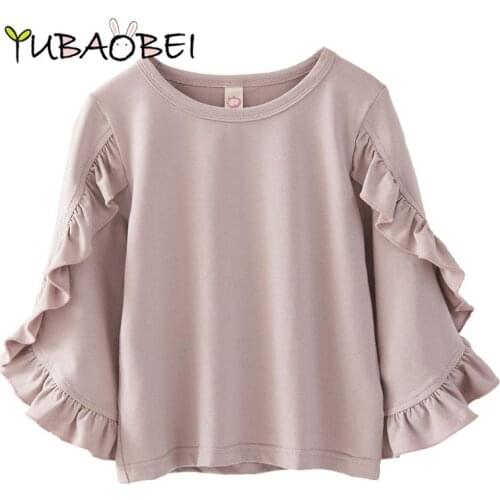 2020 Spring Fashion New Baby Girls Clothes Cute Long Ruffles Sleeve Blouse Pink Shirts For Girls Child Shirt School Blusas