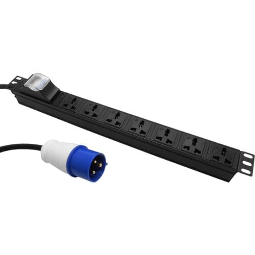 Power Strip PDU with Air Switch 16/32A 3Pin Industrial Plug 2M Extended wire UK Adapter socket Aluminum alloy shell